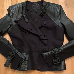 BCBGMAXAZRIA BLACK TUCKER MOTO JACKET